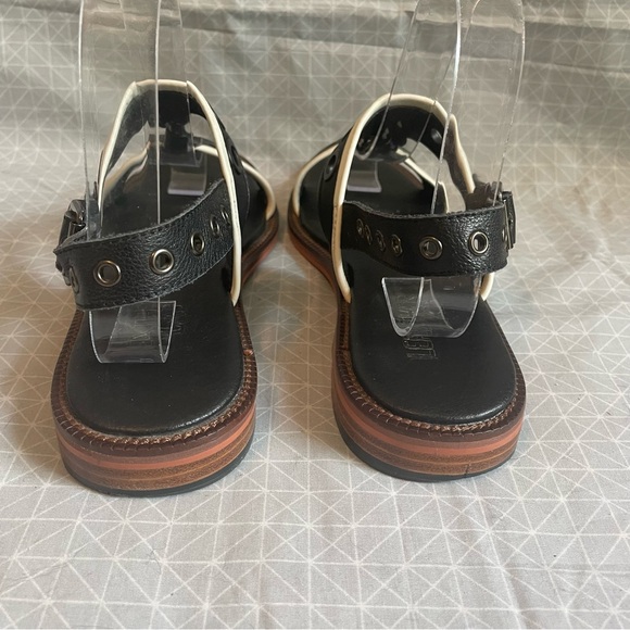Leather Lab Nautical Grommet Sandals Black 38 - Picture 5 of 8